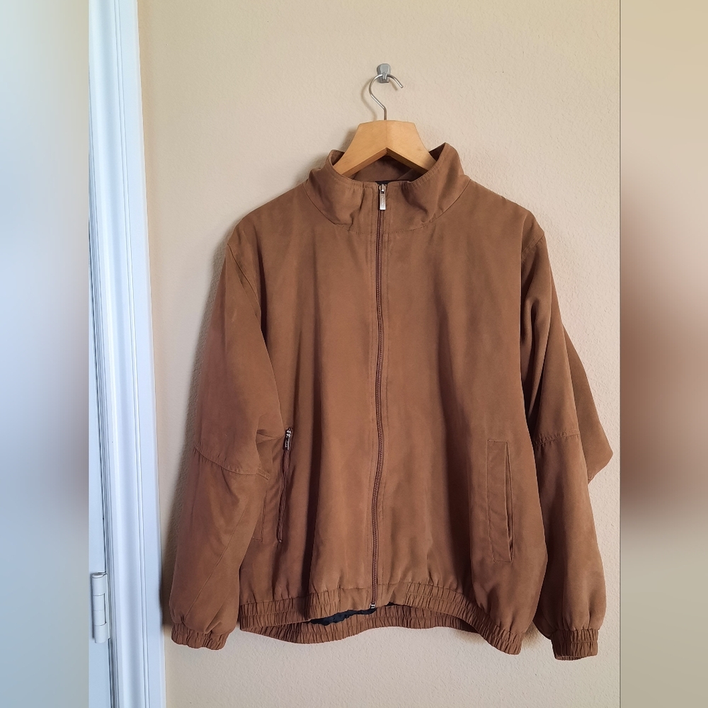 Vtg Roche Sports Faux Suede Bomber Jacket